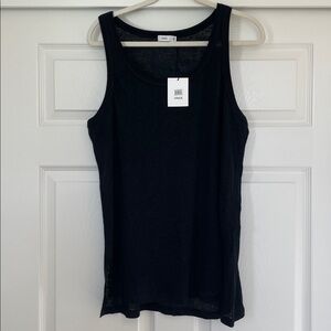 NWT Vince 100% Linen Black Tank Top Women's XL